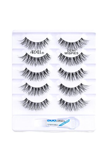 Ardell Demi Wispies Eyelashes - Black, Original Feathered Lash, Reusable Invisiband, 6 Pairs, 1 Pack