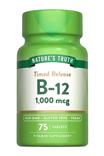 Nature's Truth B12 Vitamin Supplement | 1000 mcg | 75 Timed Release Tablets | Vegan, Non-GMO & Gluten Free