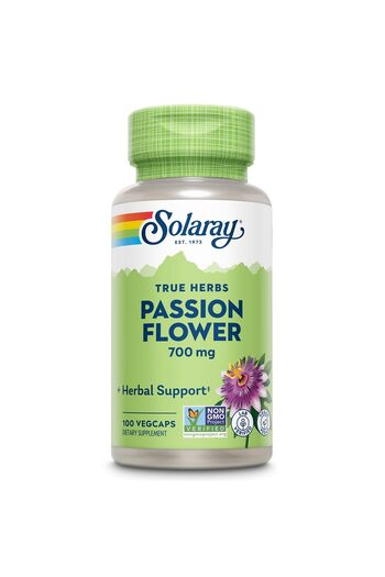 Solaray Passion Flower 700mg Whole Aerial - Soothing Herbal Support - Vegan, Non-GMO - 100 VegCaps