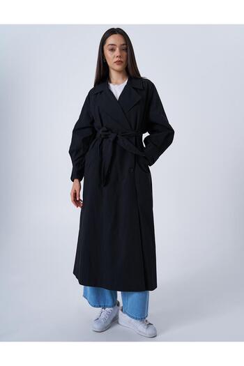 KYR Long Trench Coat - Black with Epaulets at the Ankle