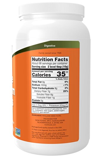 Now Foods Supplements, Whole Psyllium Husks, Non-GMO Project Verified, Soluble Fiber, 24-Ounce