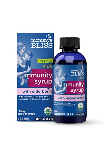 Mommy's Bliss Organic Elderberry Syrup with Vitamins, Prebiotics & Echinacea for Kids & Adults, 3 Fl Oz