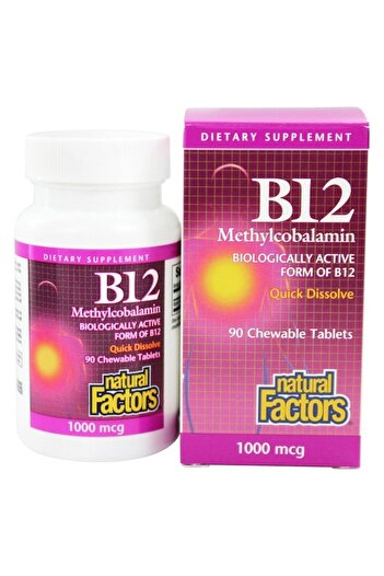 Natural Factors Vitamin B12 Methylcobalamin 1000 mcg, Chewable for Energy & Immune, Vegetarian, 90 Tablets