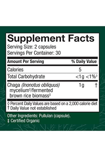 Host Defense Chaga Capsules - Immune Support & Antioxidant - Mushroom Supplement - 60 Capsules (30 Servings)