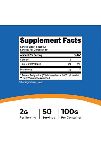 Nutricost D-Mannose Powder 100 Grams (50 Servings) - Non-GMO and Gluten Free