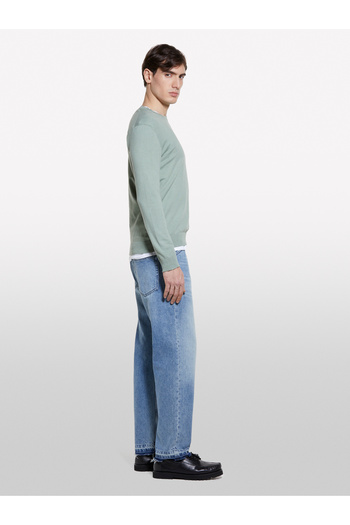 Sisley Men's Khaki Cotton Blend Regular Fit Long Sleeve Ribbed Sweater