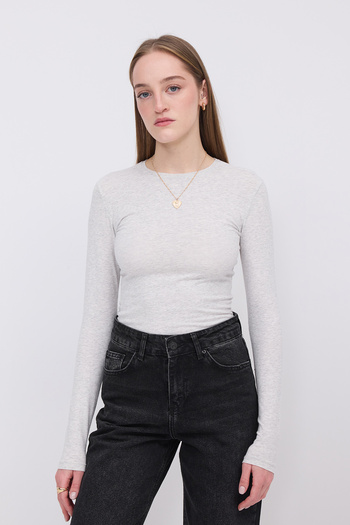 Addax B1496-Dk2 Model Crew Neck Basic Blouse