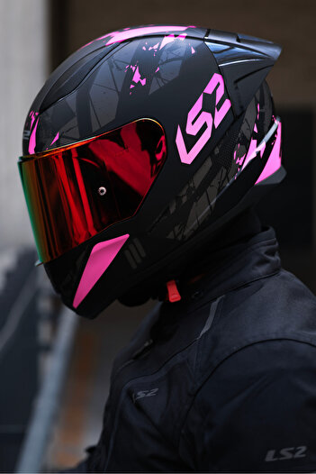 LS2 RAPID 2 RACE PALIMNESIS MAT SİYAH-PEMBE KASK