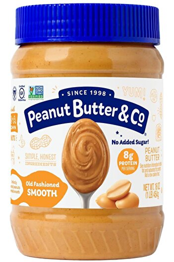 Peanut Butter & Co Old Fashioned Smooth Peanut Butter, Non-GMO, Gluten Free, Vegan, No Sugar Added, 16 Ounce