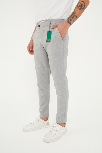 Zoom King New Season Men's Gray Color Quality Flexible Ankle Length Fabric Trousers