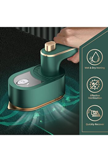 COOYA Mini Steam Iron,Foldable Portable Non-Stick Sole,180°Rotatable,Fast Heating,for Home Travel,Green