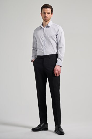 İmza Black Flexible Slim Fit Classic Trousers with Side Pockets 1003250106
