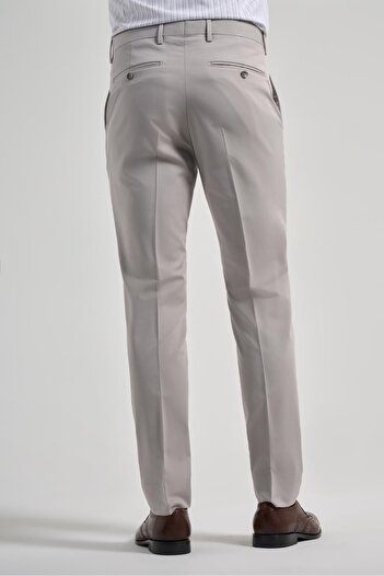 İmza Açık Krem Esnek Yandan Cepli Slim Fit Classic Pantolon 1003250106