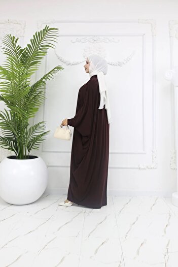 Mufe Moda Women's Collared Buttoned Long Ferace Hijab Dress