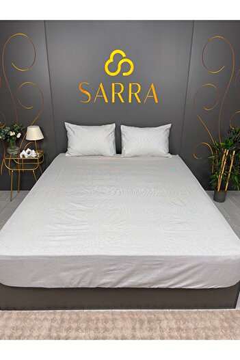 sarra Natural 160X200 Double Bed Sheet Set - Anthracite