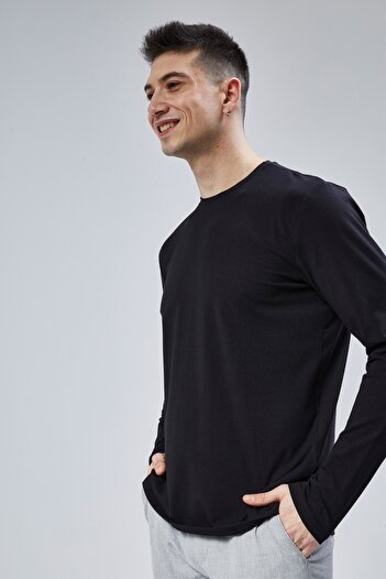 DOSXX İnside 1.kalite Penye Pamuk Likra 0 Yaka Erkek Uzun Kol Tshirt