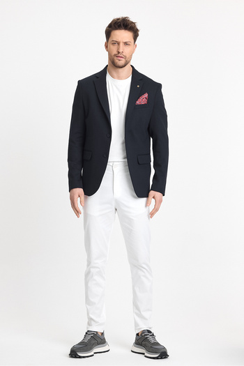 Frappoli Men's Solid 360 All Direction Stretching Slim Fit Slim Fit Mono Collar Basic Blazer Jacket