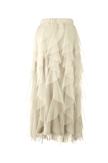 MAMAYAGA Women's Layered Design High Waist Elastic Waist Sports Stylish Curve Plus Size Tulle Skirt