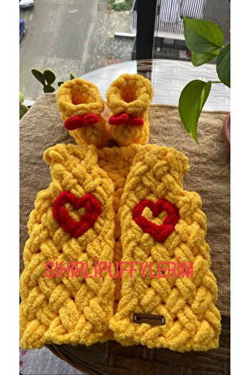 Alizee Yenidoğan bebek yelek patik takımı