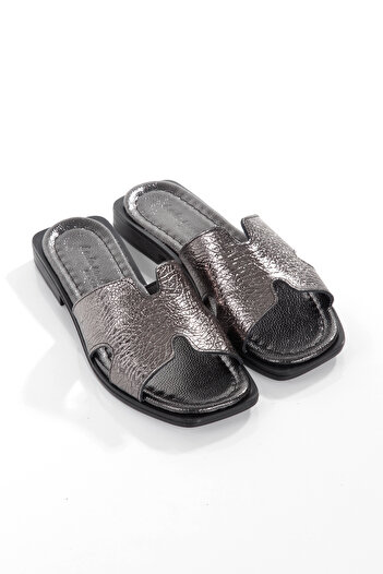 ARTI ARTI AYAKKABI Mi̇a028-1022 Genuine Leather Women's Daily-Wedding-Leisure-Platinum Holiday Slippers