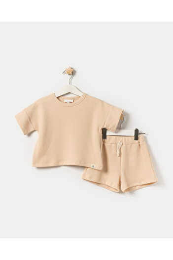 Minipodyum Unisex Two-Piece Suit with Oversize Low Sleeve Shorts