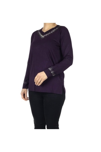 ECE GİYİM 0Women's Yakave Collar Stone Lycra Combed Cotton Blouse
