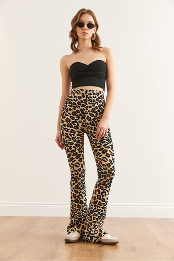 Olalook Women's Leopard Stone Spanish Leg Ribbed Leggings Tyt- 19000090