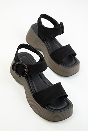 SOHO Women's Black Suede Sandals 20328
