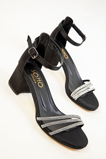 SOHO Black Satin Women's Classic Heeled Shoes 20258