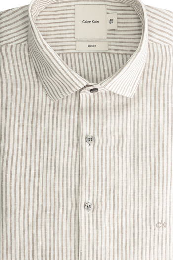 Calvin Klein Linen Stripe Slim Shirt