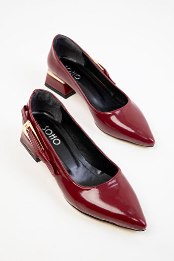 SOHO Claret Red Patent Leather Women's Classic Heeled Shoes 20366