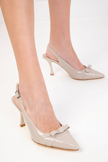 SOHO Beige Patent Leather Women's Classic Heeled Shoes 20367