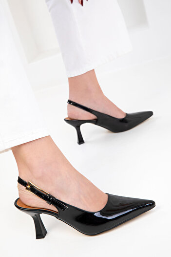 SOHO Black Patent Leather Women's Classic Heeled Shoes 20364