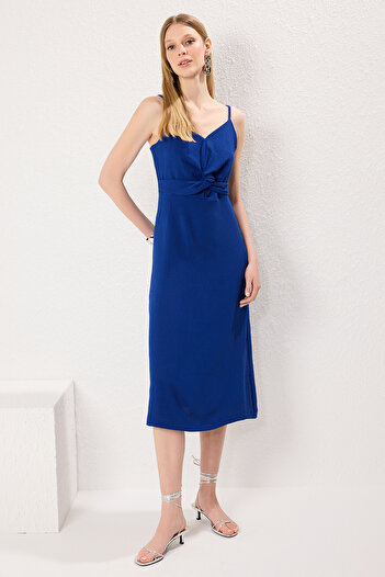 Trendyol Collection Saks A-Line Sling Bust Detail Midi Woven Dress Twoss23El02057