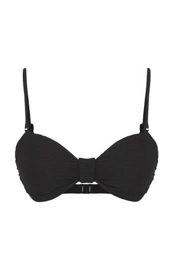 Trendyol Collection Black Strapless Knotted Bikini Top Tbess25Bu00046