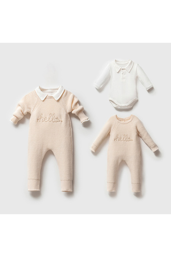 Nipperland Men's Hello Embroidered Knitwear Jumpsuit