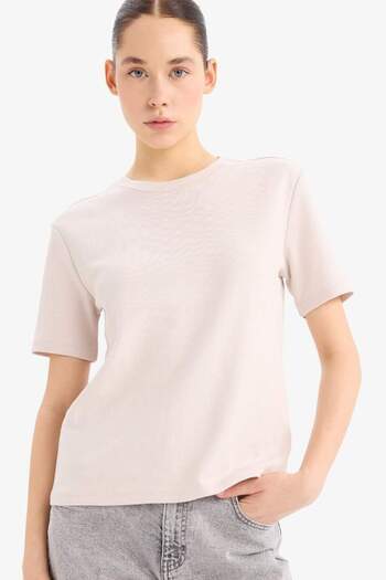 DeFacto Regular Fit Crew Neck Basic Plain Thick Short Sleeve T-Shirt D7579Ax25Sp