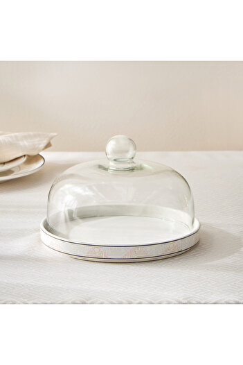 erorex Skyline Mirage Cake Plate with Glass Lid and Stand