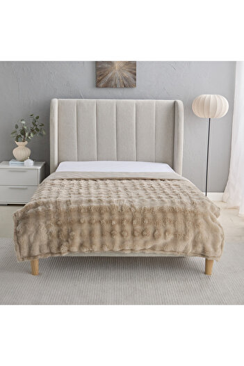 erorex Ness Bubble Rabbit Fur Double Layer Twin Blanket - 150x220 cm