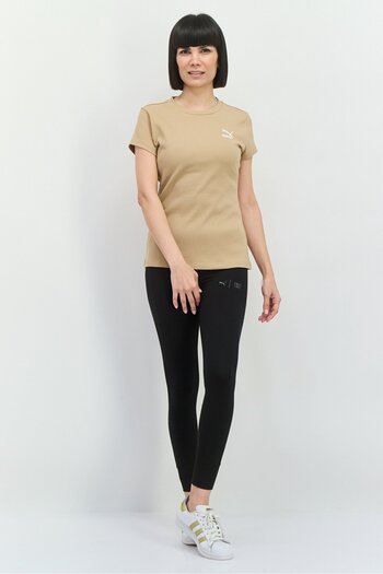 Puma Women Slim Fit Short Sleeves Outdoor Top, Tan