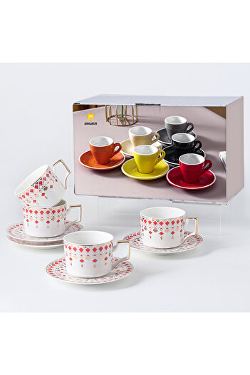 sharpdo English Four Cups And Four Saucers Tea Set Ceramic Cups And Saucer Set
