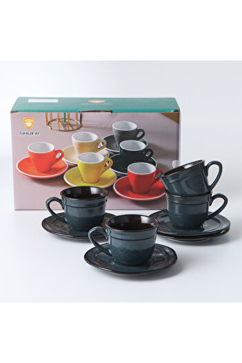sharpdo Kiln Variable Glaze Deformation Cup And Dish Ceramic Four Cup And Four Saucer