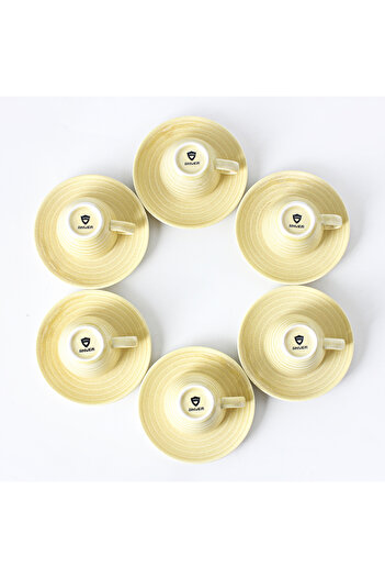 sharpdo 12-Piece Kiln Variable Glaze Process Round Linear Ceramic 100 ml Cup And Saucer