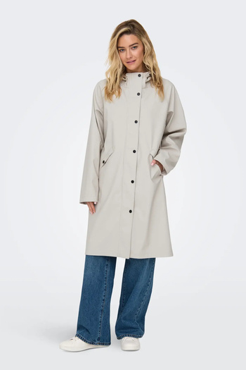 ONLY Women's Tenleliça Hooded Raincoat 15336008   A.Beige
