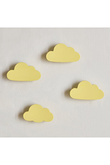 erorex Cloud Shaped 4-Piece Wooden Wall Hook Set - 9x3x5 cm