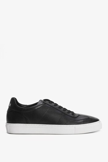 Lufian Genuine Leather Lace-Up Men's Sports Sneaker Black White Shoes