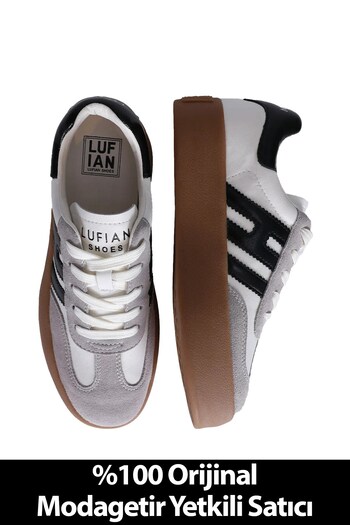 Lufian Genuine Leather Unisex Running & Training Shoes White Shoes