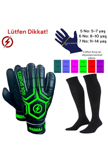Gök Sports Brand 7 - Children's Bone Football Socks with Ankle Bandage and Finger Support Gloves