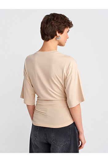 Dilvin T-Shirt Crew Neck - Ανοιχτό Μπεζ 31610