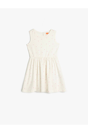 Koton Cotton Crew Neck Sleeveless Polka Dot 2-Piece Dress